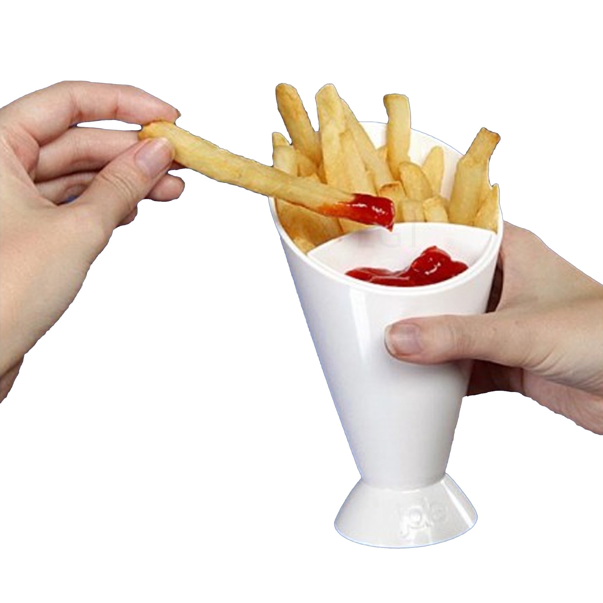 Chips French Fries & KetchUp Dipper Snack Holder Basket Stand Cones 2 Section UK Chips French Fries & KetchUp Dipper Snack Holder Basket Stand Cones 2 Section UK